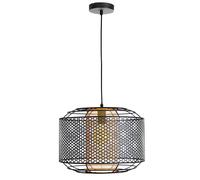 LED Lampe Suspendue Lustre Salle à Manger Optique Grille Noir Métal D 40 cm