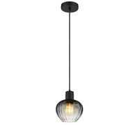 Suspension LED pour salle à manger, métal noir et verre, H 120 cm