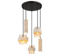 Suspension LED pour salle à manger, réglable en hauteur, noire, verre ambré, H 130 cm