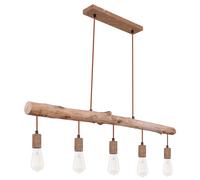 Suspension LED poutre en bois Lampe à suspendre 5 flammes Lampe de table de salon, 5x 4W 5x 280 lmblanc, L x H 100 x 140 cm