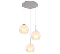 Suspension LED réglable en hauteur, lampe de salle à manger, boules de verre chromées, H 120 cm