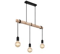 Suspension LED réglable en hauteur, lampe de suspension, lampe de salle à manger, bois marron, H 120 cm