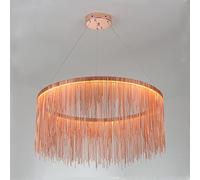 Suspension LED ronde à pampilles, lustre à tambour à chaîne, plafonnier décoratif de luxe pour salon, hôtel, chambre à coucher, salle à manger, or rose + 3 lumières de couleur-60 cm 40 W interesting