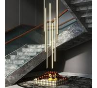 Suspension LED rotative Moderne Staise à 12 têtes - Luminaire Suspendu réglable en Aluminium pour Salon, hôtel, Couloir - Blanc Chaud (8 têtes 100 cm)