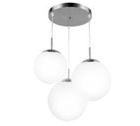Suspension LED Sphères 3 flammes Lampe sphérique suspendue verre blanc Suspension lampe de table, nickel mat, 3x E27 LED blanc neutre, DxH 51,5x80 cm
