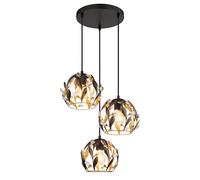 Suspension LED Table de salle à manger Lampe de salon noire à 3 flammes, métal doré, 3x 7W 3x 630lm blanc chaud, DxH 41x150 cm