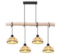 Suspension LED Textile Lampe de table Plafonnier Corde de chanvre 4x E27 Filament LED blanc chaud Suspension beige