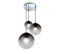 Suspension LED verre fumé Lampe à suspendre verre chromé Plafonnier pour votre salon, forme sphérique, 3x 7W 3x 806lm blanc chaud, DxH 51x120 cm