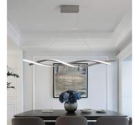 Suspension LED Wave Design, lampe suspendue linéaire orientable, style nordique moderne en spirale, idéale pour îlot de cuisine, table à manger ou salon, grise avec variation d'intensité progressive