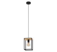 Suspension LIBERTAD E27 1X40W en acier et bois noir et marron 180x180x1100mm