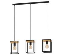 Suspension LIBERTAD E27 3X40W en acier et bois noir et marron 880x180x1100mm