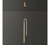 Suspension linéaire en forme de U, lampe suspendue à longue bande de cuivre, lampes à suspension en laiton ultra fines avec abat-jour en acrylique, lustre LED moderne - 8 W - 3 modes de couleurs,