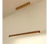 Suspension linéaire en métal léger avec Abat-Jour en Acrylique Blanc, Lampe Suspendue en Grain de Noyer, Lampes suspendues Modernes à LED Ultra-Minces à Longue Bande, éclairage de Salle à Manger,