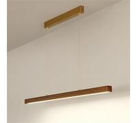 Suspension linéaire en métal léger avec Abat-Jour en Acrylique Blanc, Lampe Suspendue en Grain de Noyer, Lampes suspendues Modernes à LED Ultra-Minces à Longue Bande, éclairage de Salle à Manger,