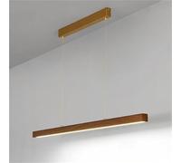 Suspension linéaire en métal léger avec Abat-Jour en Acrylique Blanc, Lampe Suspendue en Grain de Noyer, Lampes suspendues Modernes à LED Ultra-Minces à Longue Bande, éclairage de Salle à Manger,