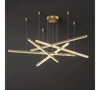 Suspension linéaire en métal, Longue Barre de Salon, luminaires Suspendus linéaires pour Salle à Manger avec Finition brossée, luminaire LED Moderne à 3 Couleurs pour îlot de Chambre