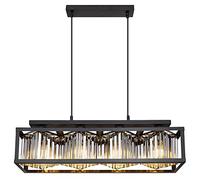 Suspension en cristal petite lampe suspendue salon lampe suspendue moderne table à manger noir, métal verre, 1x E27, LxH 17 x 120 cm