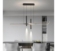 Suspension linéaire Lustre LED minimaliste Éclairage de plafond Lampe suspendue à intensité variable avec télécommande Lustres à longue bande pour table à manger Bureau Cuisine Îlot Étoile de