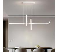 Suspension linéaire Lustre LED minimaliste Éclairage de plafond Lampe suspendue à intensité variable avec télécommande Lustres à longue bande pour table à manger Bureau Cuisine Îlot Étoile de