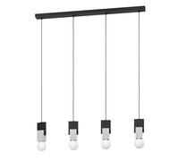 Suspension LOBATIA E27 4X40W en acier et bois noir 925x55x1100mm