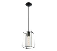 Suspension LONCINO E27 1X60W en acier noir 150x150x1100mm