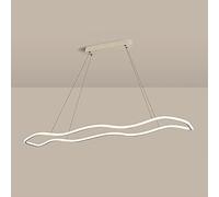Suspension Longue En Fer Blanc, Lampe Suspendue Ondulée À Bande, Éclairage D'Ambiance Led Moderne, Suspensions Pour Îlot de Cuisine, Lustres Minimalistes Pour Salle À Manger 40 W (Lumière Chaude)/Lumi