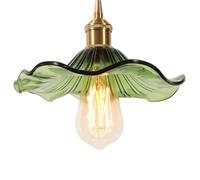 Suspension - Lotus (feuille) - Vert - Abat-jour en verre - Culot E27