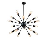 Suspension Lumières Design à 8 12 18 Branches pour Salon Lampe Suspendue à Hauteur E27 Métal Noir Lustre Plafonnier Vintage Éclairage Lampe De Plafond Pendentif Rétro salon Chambre (noir, 18 têtes)