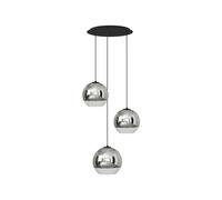 Suspension Luminaire 3 Flammes Réglable Boule E27 Verre Métal Ø 50 Cm