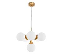 Suspension - Luminaire au design élégant, 6 douilles E14, dimensions de 44 x 44 cm, finition de couleur or, idéal pour éclairage décoratif.