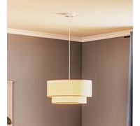 Suspension luminaire Boho Duolla, dimmable, beige, Salon / Salle à manger, Textile / Tissu / Soie, Maison de campagne / Rustique, Suspension en Tissu