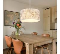 Lampe suspendue lampe suspendue lampe parapluie lampe de salle à manger lampe suspension, abat-jour textile à motifs bleu gris noir, douille E27 réglable en hauteur, DxH 40x150cm