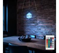 Lampe suspendue dimmable avec télécommande Lampe suspendue LED noire Lampe de salle à manger Lampe de table à manger, changement de couleur RVB, spirale en métal, 8,5W 806lm blanc chaud, DxH 35x128cm