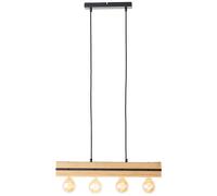 Suspension Luminaire Hängende Benny Noir/Bambou Bois 4 X E27 Lumière Réglable