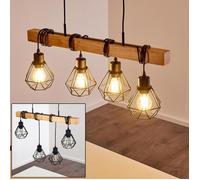 Suspension luminaire - HOFSTEIN - Townshend 5 - Design vintage - 4 lampes - Acier noir et bois