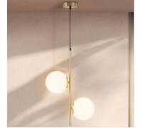 Suspension luminaire HOMCOM lustre plafonnier de double-tête moderne, lumière suspendue réglable pour entrée, salon, ton doré