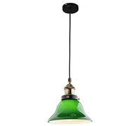 Suspension Luminaire Industrielle Intérieur Vintage, Rétro E27 Culot Abat-jour en Verre Vert Plafonnier Montage Plafond Pendentif Lumière pour Chambre Salon Cuisine Loft Café Bar,A