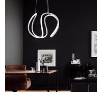 Suspension LED suspension incurvée, dimmable Plafonnier moderne suspendu, métal gris blanc, 23W 1840Lm blanc chaud, LxlxH 45x44x150 cm