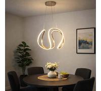 Suspension LED suspension incurvée, dimmable Plafonnier moderne suspendu, métal gris blanc, 23W 1840Lm blanc chaud, LxlxH 45x44x150 cm