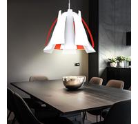 Suspension lampe de salon, rétro métal feuille blanche orange, douille E27, DxH 43,5x110cm