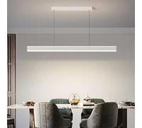 Suspension Luminaire LED Noir Cuisine Salle Table à Manger Lustres Moderne Dimmable avec Télécommande linéaire Design Lampe à suspension Hauteur Réglable Plafonnier pour Salon Bureau (Blanc, L150cm)