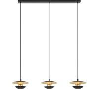 Suspension Luminaire Led Nuvano,Lustre Chambre À 3 Flammes,Plafonnier Salon Ou Salle À Manger En Métal Noir Et Doré,Blanc Chaud,Douille Gu10