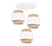 Suspension luminaire Light-Home Boho - E27 - 3 lumières - ovale - blanc et jute