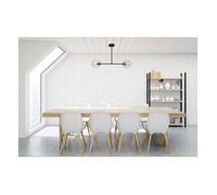 Suspension Luminaire Lustre Light-Home - modèle TULUZA - Plafond Métal et Verre - E27 - 2 Lumières - Verre blanc - Noir et Chrome