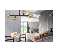 Light-Home Tuluza Abat Jour Suspension Luminaire Lustre - Moderne Abat Jour Plafond pour Chambre Salon et Cuisine - Métal et Verre - E14-4 Lumières - Verre au cuivre - noir et or