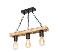 Suspension Luminaire Plafonnier ¿27 Métal Noir-Naturel 48,5x10x47cm