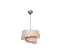 Suspension Luminaire Plafonnier Beige Marron Doré 32,5x65 Cm