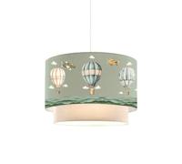 Suspension Luminaire Plafonnier Enfant Motif Montgolfière Abat Jour Vert 30x20 Cm