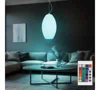 Lampe à suspendre Lampe à suspendre Lampe à abat-jour, télécommande dimmable fonction mémoire, métal verre rayé blanc opal nickel mat, RGB LED 8,5W 806Lm blanc chaud, DxH 28,5x120cm