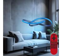 Suspension dimmable avec télécommande Lampe à suspendre App RGB changement de couleur, métal, 1x 28W 1950lm blanc chaud-blanc froid, LxlxH 57x57x120 cm